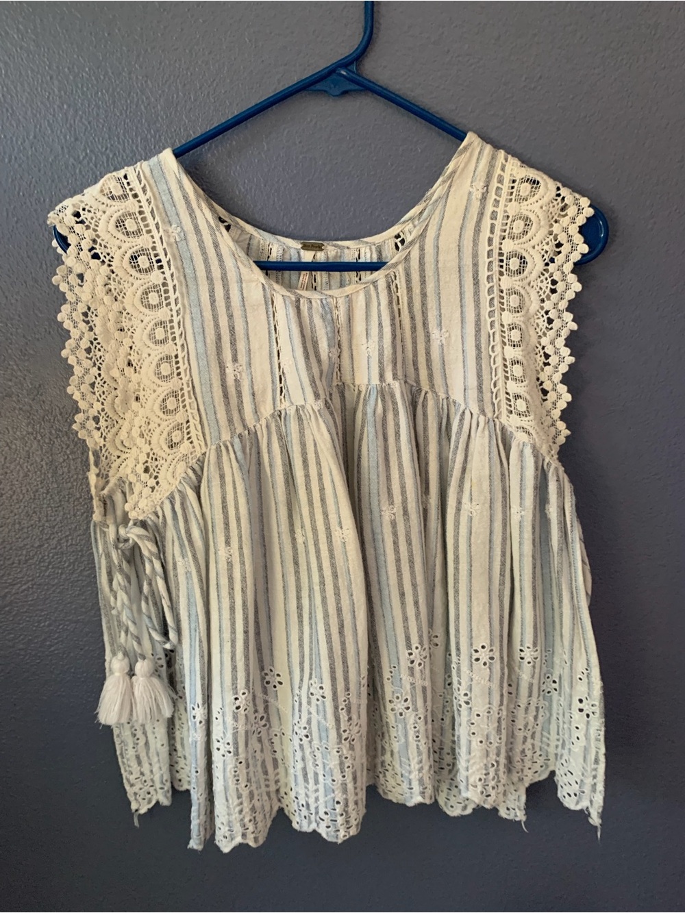 Free People Savannah Eyelet apron blouse sz M